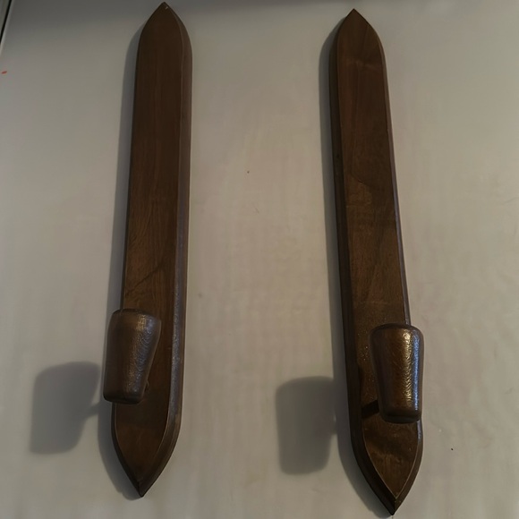 Vintage Other - Vintage Wooden Thin Sconce Candlestick Holders (bins11)